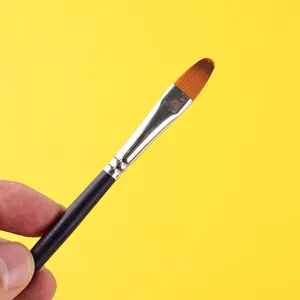 Lot de 6 pinceaux bicolores en nylon, forme <span class=keywords><strong>noisette</strong></span>, manche long en bois, pour aquarelle, gouache, huile, acrylique – Outil d'art et fournitures artistiques - Product Image 3