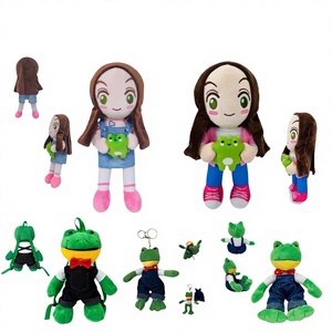 Peluche mignonne de couple de grenouilles, rembourrage en coton PP, brodé<span class=keywords><strong>e</strong></span>, anti-stress, M. Longues Jambes, célèbre sur Internet, Ancien <span class=keywords><strong>Melon</strong></span> - Product Image 4
