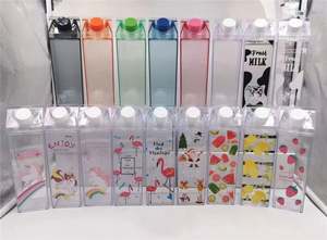 Bouteilles de lait en plastique transparentes, réutilisables, en forme de carton de lait, pour jus, thé, idéales pour les voyages, le sport, le camping et les activités de plein air - Product Image 2