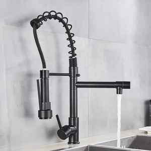Robinet de cuisine <span class=keywords><strong>gourmet</strong></span> Pretta tout noir 55 cm, mitigeur monocommande noir avec douchette extractible - Product Image 3