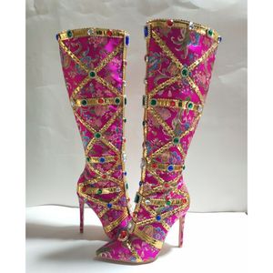 Bottes de luxe rétro à talon crayon et tige haute pour femme - Product Image 4