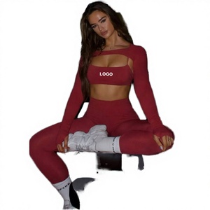 เลกกิ้งโยคะแบบไร้ตะเข็บ ระบายอากาศได้ดี ดีไซน์โดดเด่น สีสันปรับแต่งได้ ผ้าเนื้อนุ่ม ยืดหยุ่น เอวสม็อค แขนยาว 1 ชิ้น - Product Image 4