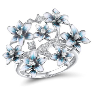 Anello Orchidea Smaltato da Donna, Gioiello da Dito alla Moda Stile Giardino Dolce - Product Image 1