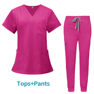 2024 NIAAHIINN grande taille Extra XXXL élégant 3 poches col en v sarcelle lavable Anti-rides à manches courtes médical femmes gommage costumes - Product Image 3