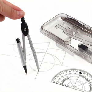 Ensemble de géométrie Foska gris, 8 pièces, facile à transporter et à ranger, <span class=keywords><strong>avec</strong></span> règle, rapporteur, compas, <span class=keywords><strong>crayon</strong></span> mécanique et gomme - Product Image 4