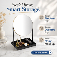 Miroir de maquillage personnalisé SY, design moderne, rond, en métal et en verre, écologique, durable