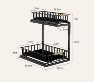 Multi-Functional Kitchen Storage Seasoning Basket for Kitchen Modern Solid Wood Cabinet Durable Kitchen Shelf - Product Image 1