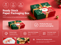 Boîte d'emballage en papier en stock, boîte cadeau de Noël pliable en carton, vente en gros, plusieurs tailles pour la vente au détail