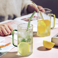 Gourde Bouteille d'Eau en Verre à Couvercle, Forme Carrée Multicolore, Résistante à la Chaleur, pour Jus et Lait, au Prix le Moins Cher