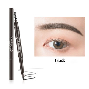 Crayon à <span class=keywords><strong>sourcils</strong></span> noir et marron personnalisé en gros avec brosse, 5 couleurs, waterproof, maquillage <span class=keywords><strong>femme</strong></span>, double embout, marque privée, vente chaude - Product Image 1
