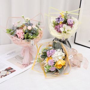 Papier d'emballage pour fleurs en plastique OPP imperméable imprimé avec des bords colorés classiques 56*56cm/pièce, papier coréen pour fleuristes - Product Image 5