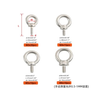 Iqihui Stainless Steel Eye <b>Bolt</b> Kit 55Pcs M3 <b>M4</b> M5 M6 Hex Head <b>Bolts</b> For BBA Vehicles - Product Image 3