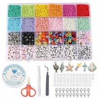 Miçangas de semente de vidro para jóias, kits de marcação, pequeno pony, tira diy, contas de letras coloridas, acessórios de artesanato de joias diy