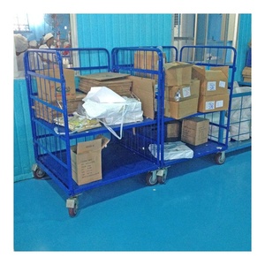 Lồng Lưu Trữ Kim Loại Với Bánh Xe Chồn Dây Lưới Lồng Gấp Xe Lăn An Ninh CuộN Container - Product Image 2
