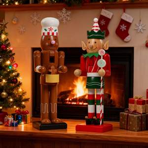 Soldat <span class=keywords><strong>casse</strong></span>-<span class=keywords><strong>noisette</strong></span> en bois, style campagnard américain, peint, cheminée, arbre de Noël, porte, fond, bureau, table de chevet - Product Image 2