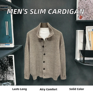 Suéter de Invierno Personalizado, Delgado, Holgado, Informal, de Color Sólido, Manga Larga, de Poliéster, Antibolitas, Transpirable, de Punto, para <span class=keywords><strong>Hombre</strong></span> - Product Image 2