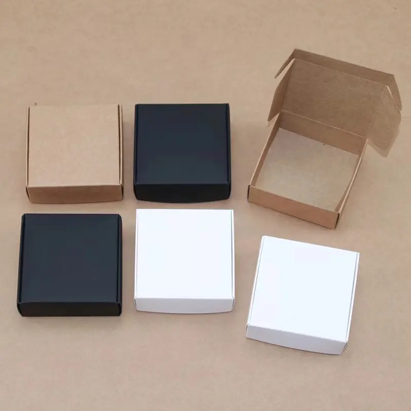 Blank natural carton kraft paper folding packaging box paper for DIY soap Essential oil small toy sticker packing without logo