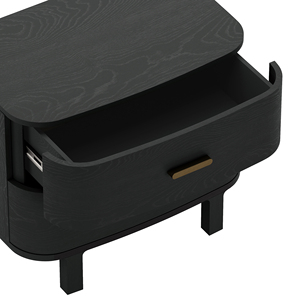 Black Nightstand with Two <b>Drawers</b> Modern Minimalist Design Bedroom <b>Storage</b> Unit - Product Image 5