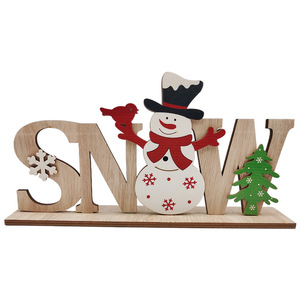 Christmas Wooden Xmas Decorations Paulownia Wood Hand Painted Home <b>Desktop</b> Ornaments Gift Idea - Product Image 5