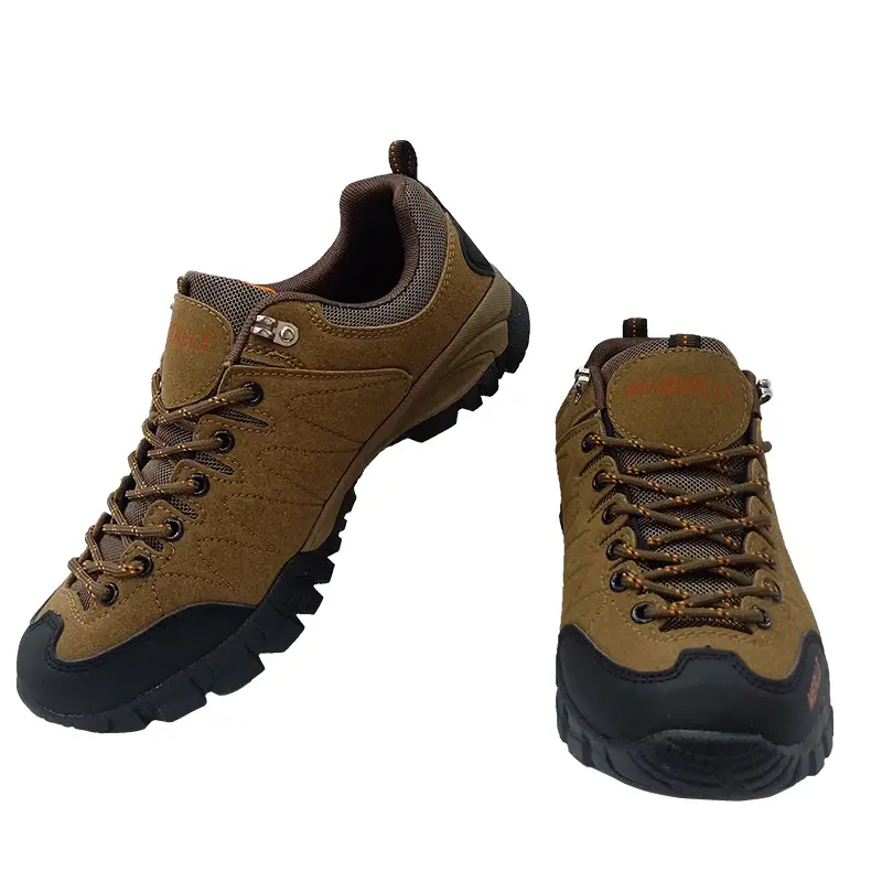 High Quality Leather Summer Breathable Men Lace Up No slip Hiking Shoes