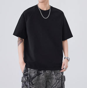 Vente en gros d'usine T-shirt à manches courtes de couleur unie 230gsm T-shirt à manches raglan uni vierge pour hommes - Product Image 6