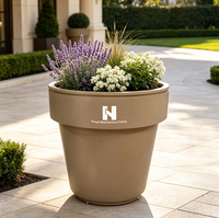 Jardinière classique minimaliste conique en métal, pot de fleurs avec logo personnalisé thermolaqué pour hôtel, patio, jardin (vente en gros)