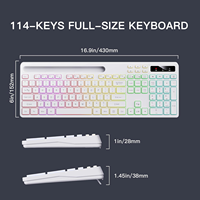 Teclado Inalámbrico Silencioso de 114 Teclas con Retroiluminación RGB de 2.4G, Soporte para Teléfono, Batería Recargable, Teclas Multimedia para IOS, Windows, PC, Blanco