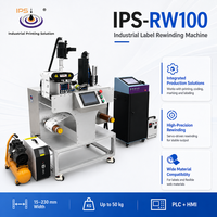 Enrouleur de rouleaux d'étiquettes à code-barres IPS-RW100 entièrement automatique pour papier autocollant et film plastique PE