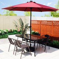 Ensemble de table et de chaises de jardin modernes avec parasol pour utilisation en parc, 3 pièces, résistant à l'eau, aux UV, meubles durables