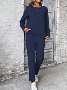 Dropshipping Shopify 2025 Fall Winter <b>Womens</b> <b>Hooded</b> <b>Cardigan</b> Slim Fit Hoodie Wide Leg Pants Two Piece Set - Product Image 6