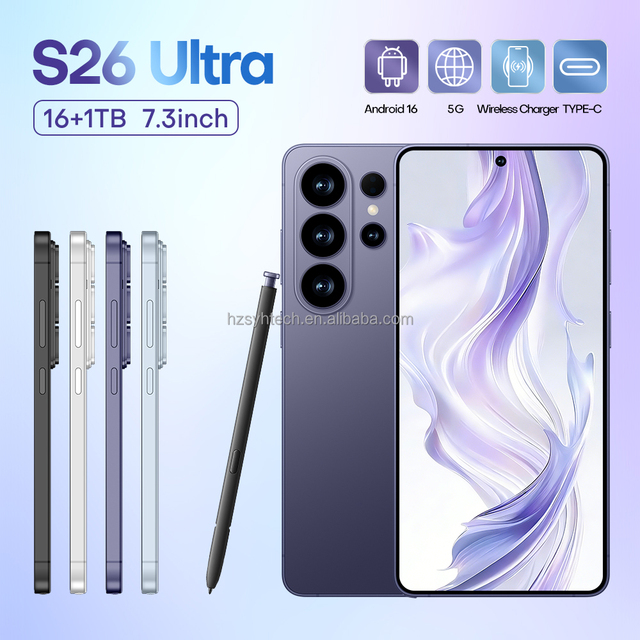 Wholesale Original S26 Ultra 5G Smartphone 7.3 Inch 16GB+1TB Wireless Charge GPS Face Unlock Cell Phone for Travel & Outdoor Use