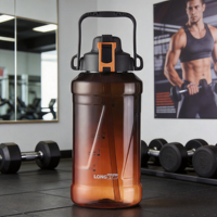 Bouteilles d'eau Longstar au design minimaliste 2,5 L/64 oz, écologiques, sans BPA, anti-fuite, avec corde et bouton-poussoir pour une consommation directe, pour les modernes