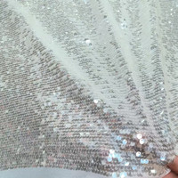 Tissu de soirée en maille transparente brodé de sequins, tissu à sequins pour femmes, doux et respirant
