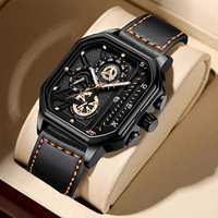Montre-Bracelet Homme Hip-Hop 38 mm Mouvement à Quartz Nouveau Concept Sportif Créatif avec Boîtier en Alliage et Cadran en Verre