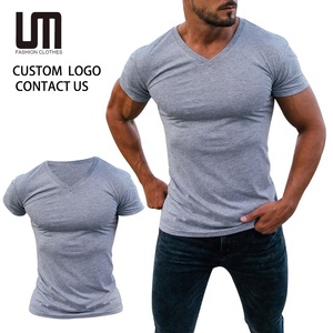 T-shirt da uomo con Logo personalizzato estivo Slim Fit con scollo a V Casual Top t-shirt traspiranti Top Basic Streetwear - Product Image 1
