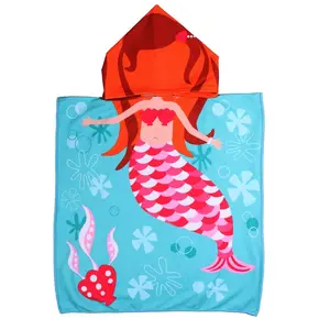 Zhejiang Kids Printed Children Hood Microfiber Private Label Premium Hooded Baby Towel With Head Child Poncho Hooded Towel