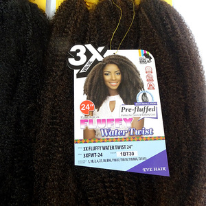 Perruque exotique en cheveux crépus, style africain, petite boucle, sans dentelle, 3x tresses torsadées à l'eau - Product Image 2