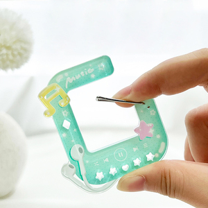 Spot Cute Acrylic Music Player Keychain Rectangle Shape Cartoon Pattern Lightweight Souvenir Plastic <b>Key</b> <b>Chain</b> - Product Image 4
