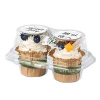 Boîte d'emballage transparente pour cupcakes doubles en PET avec une épaisseur de 1 mm