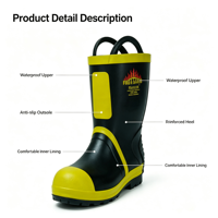 Nouvelles bottes de pompier en caoutchouc noir et jaune, nouvelle semelle extérieure en caoutchouc composite, antidérapantes, imperméables, bottes de sécurité pour le sauvetage incendie