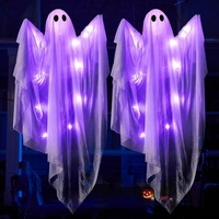 Décoration de fantôme suspendu d'Halloween de 47 pouces, fantôme lumineux suspendu pour la décoration de la cour avant, du patio, de la pelouse, du jardin, de la fête