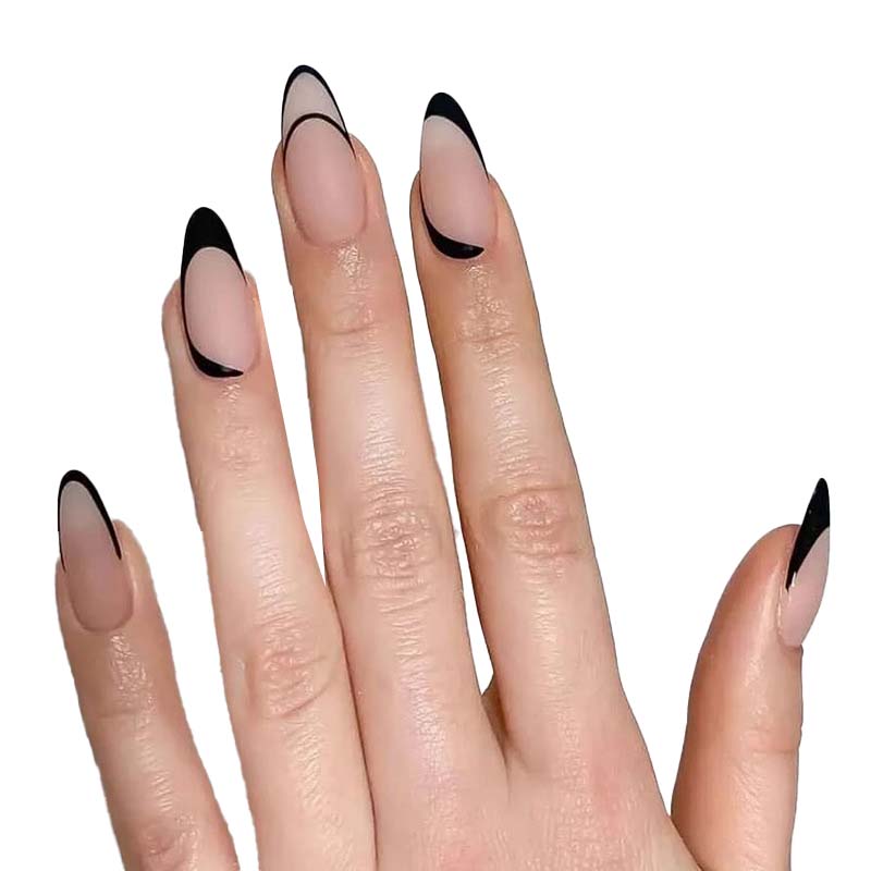 nail press french manicure matte almond shape