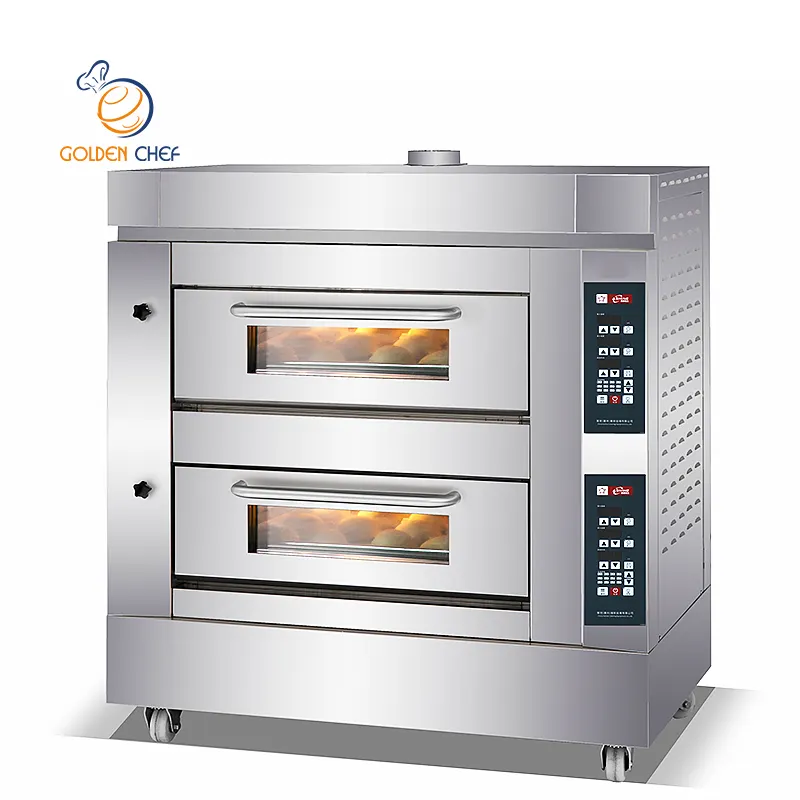 6 Tray Oven Gas Efisiensi Tinggi, Harga Komersial Oven Roti Komersial Oven Piza Gas 2 Dek