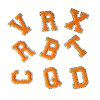 Patch chenille paillettes dorées fer sur patchs lettres Orange livraison le lendemain A-Z lettre en stock