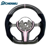 Volant en Fibre de Carbone de Haute Qualité Effet Suède pour BMW F20 F23 F30 F31 F32 F33 F36 X1 F48 X5 F15 X3 F25 M3 Fond Plat Rose