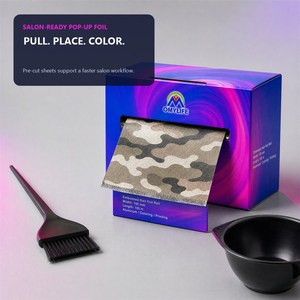 Feuilles de papier aluminium colorées imprimées pour la coloration, les mèches, le décoloration et la teinture des cheveux en salon professionnel - Product Image 1