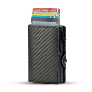 OEM/ODM Business Minimalist Slim Credit Card Holder Small Carbon Leather Pop-up <b>Smart</b> <b>Wallet</b> Kartenhalter Brieftasche Herren - Product Image 1