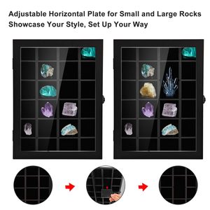Vitrine murale verrouillable à LED avec étagères amovibles pour roches, <span class=keywords><strong>minéraux</strong></span>, <span class=keywords><strong>cristaux</strong></span> <span class=keywords><strong>et</strong></span> objets de collection, cadre type boîte à ombre - Product Image 5