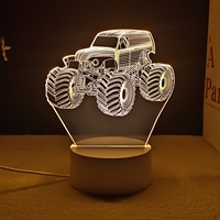 Lampe 3D Classique Voiture de Sport Tracteur, Design Contemporain en ABS, Veilleuse LED Rechargeable USB à Intensité Variable pour la Maison, Idée Cadeau