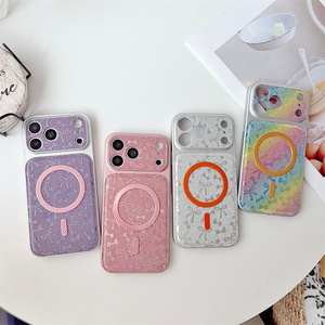 เคสโทรศัพท์มือถือแม่เหล็กแบบมีโบว์กลิตเตอร์สีรุ้งสุดหรู สำหรับ iPhone 18 17 16 15 Pro Max  ลายนูนวิบวับไล่เฉดสีเลเซอร์ ฝาหลัง - Product Image 2